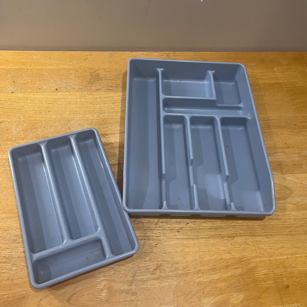 Vtg Rubbermaid Drawer Organizer Set Slate Blue 0521 0522 90s Retro Kitchen